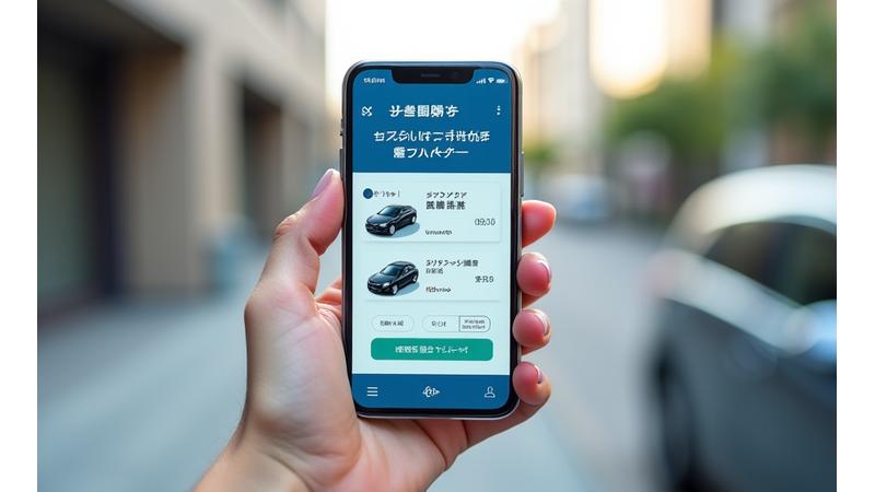 スマートフォンに表示されたレンタルアプリの予約画面
