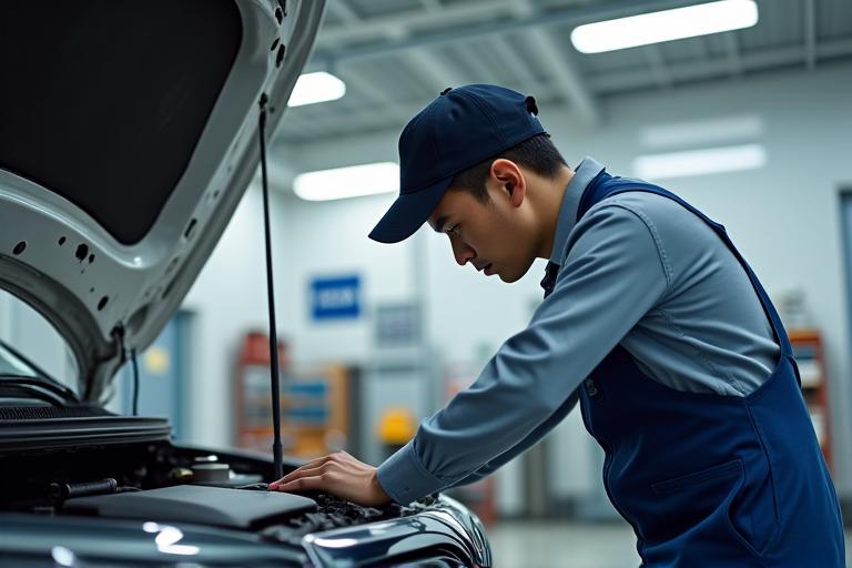 専門のメカニックが車両を点検している様子、品質保証を象徴